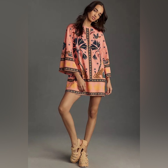 Anthropologie Farm Rio Printed Shift Mini Dress - Picture 1 of 8